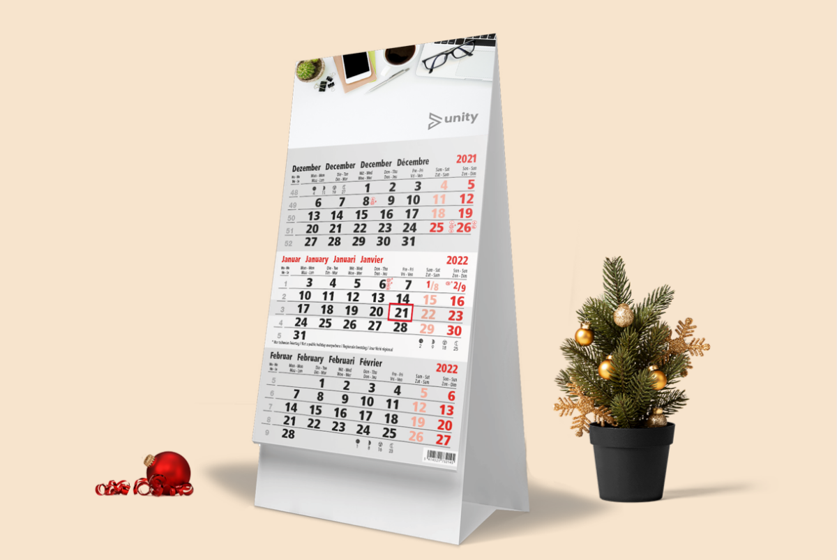 Calendrier 3 mois de bureau